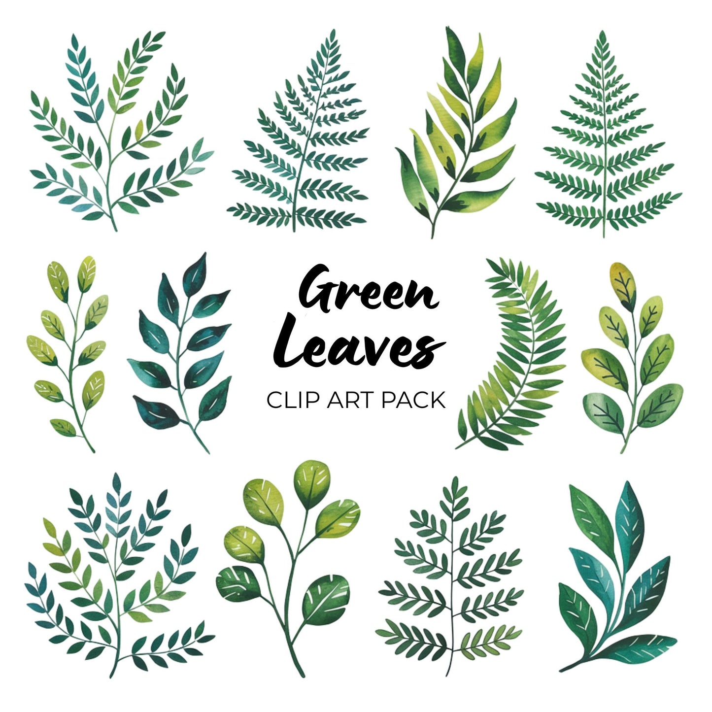 Green Leaves Clipart Pack PLR