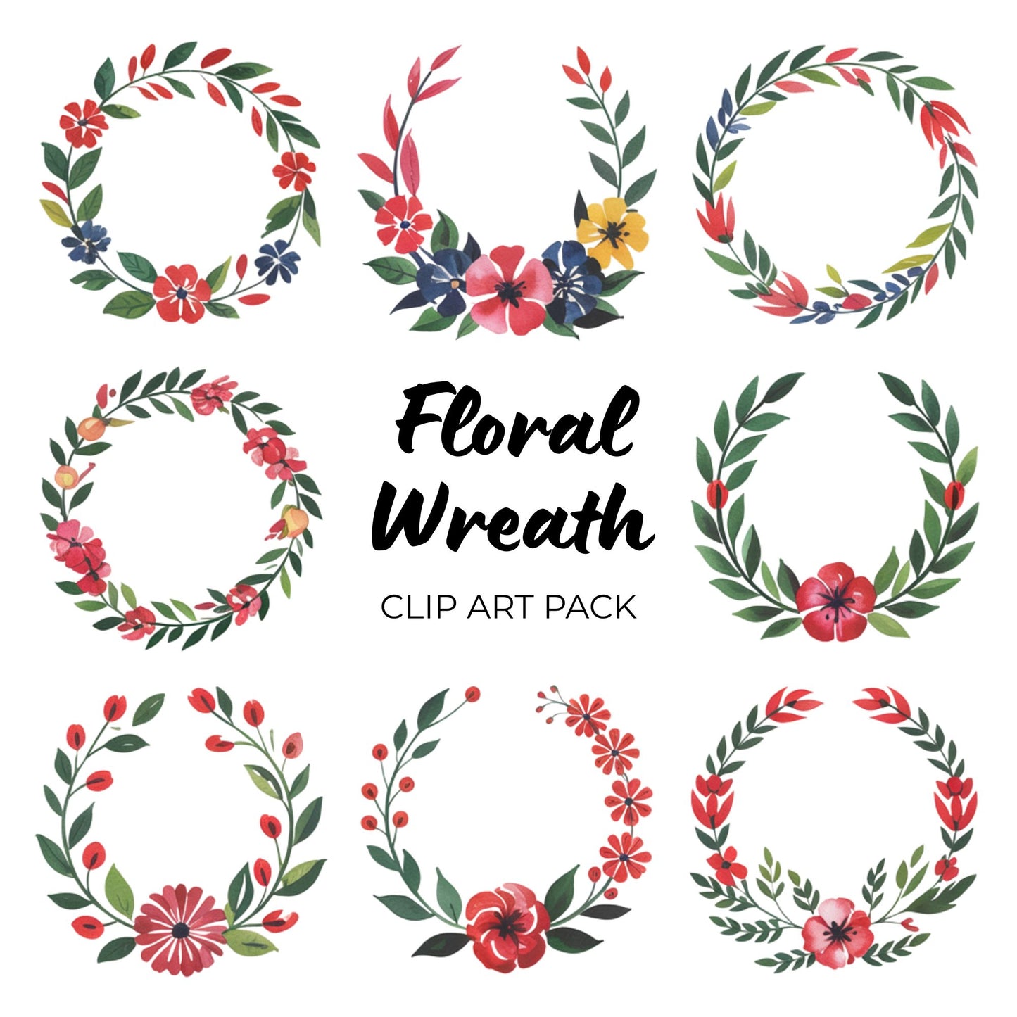 Floral Wreath Clipart Pack PLR