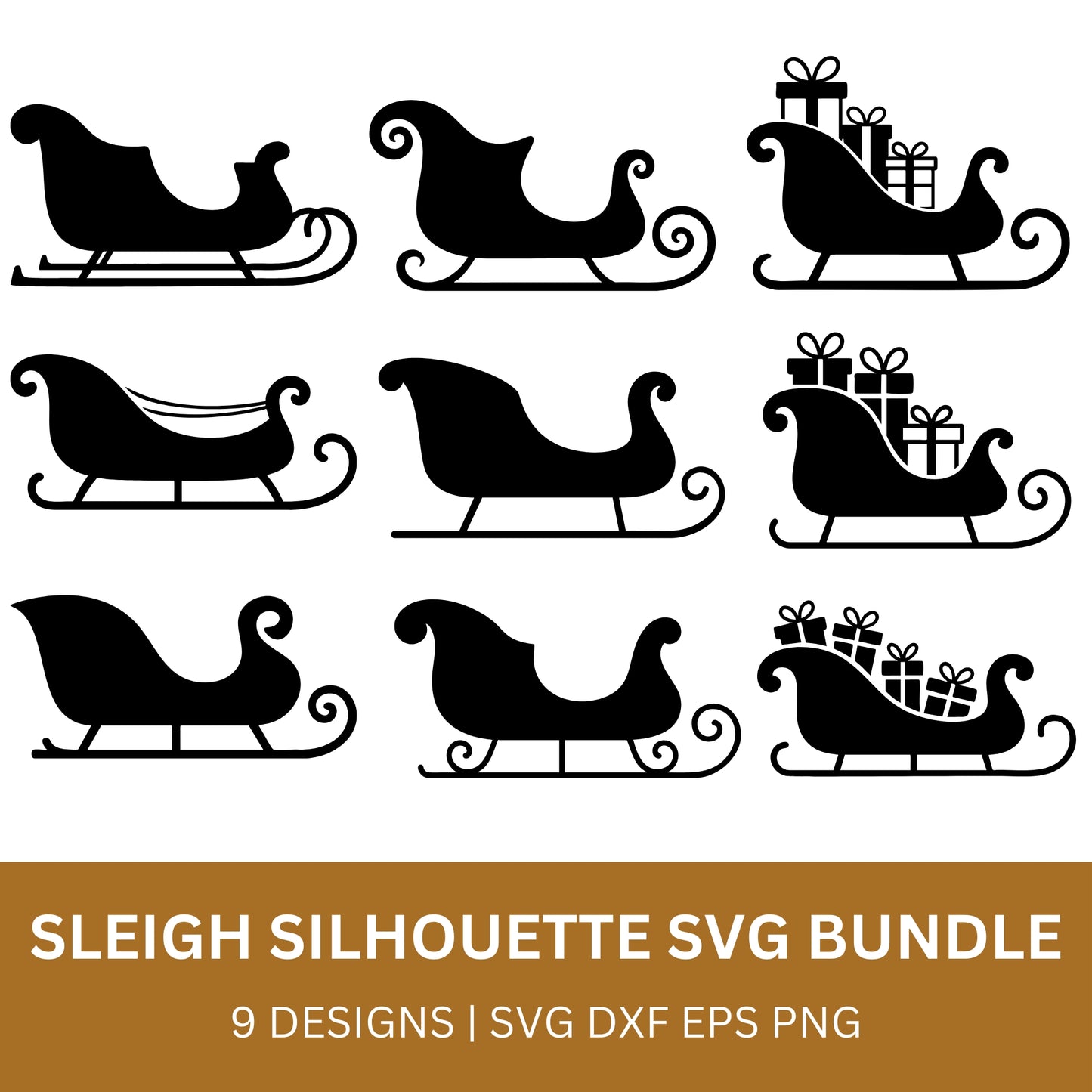 Sleigh Silhouette SVG Bundle with PLR