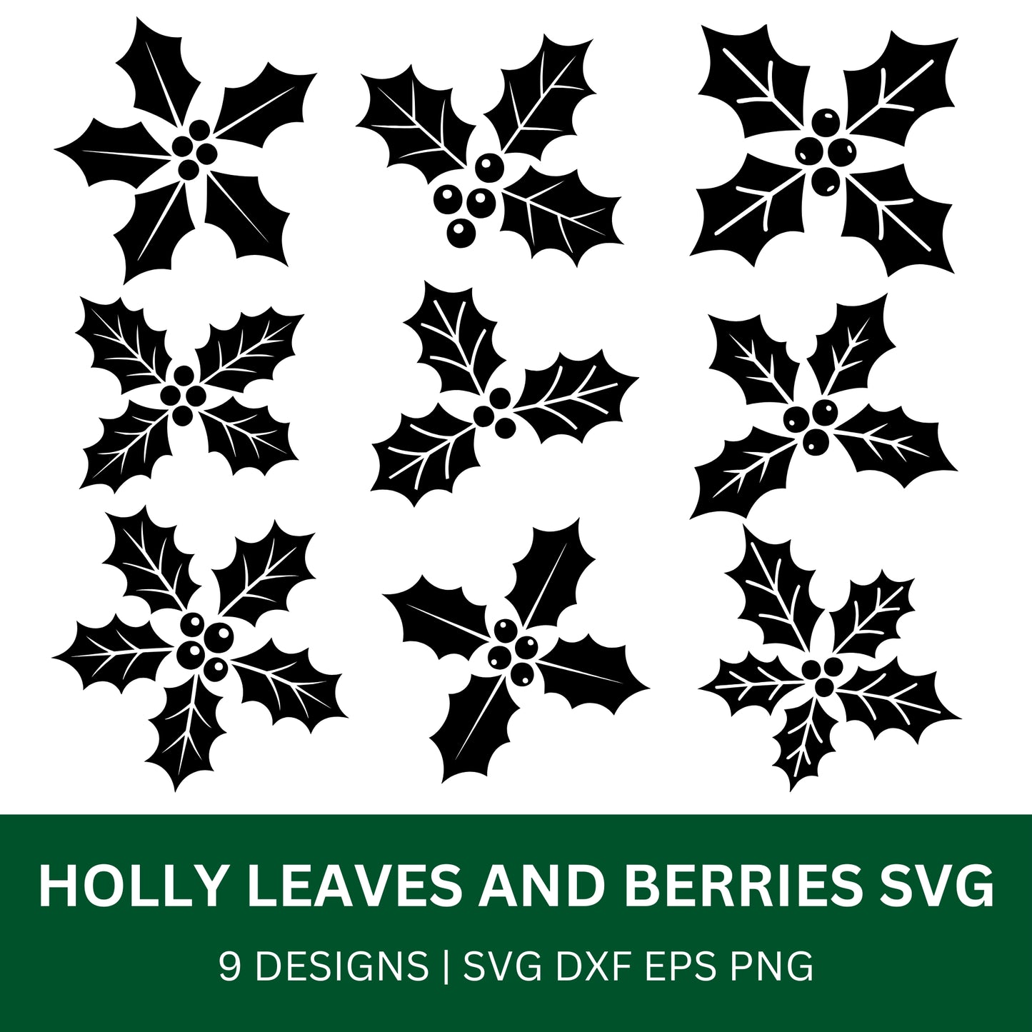 Holly Leaves and Berries SVG Bundle with PLR