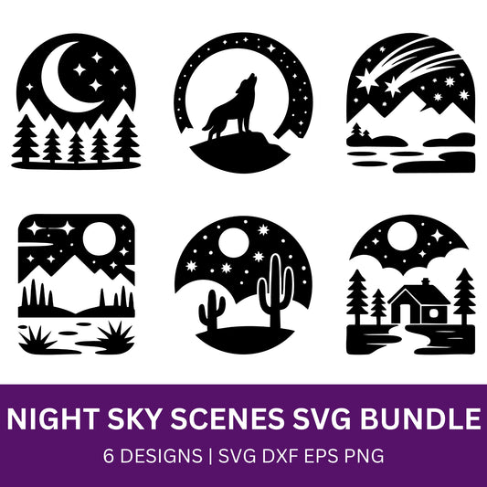Night Sky Scene SVG Bundle PLR