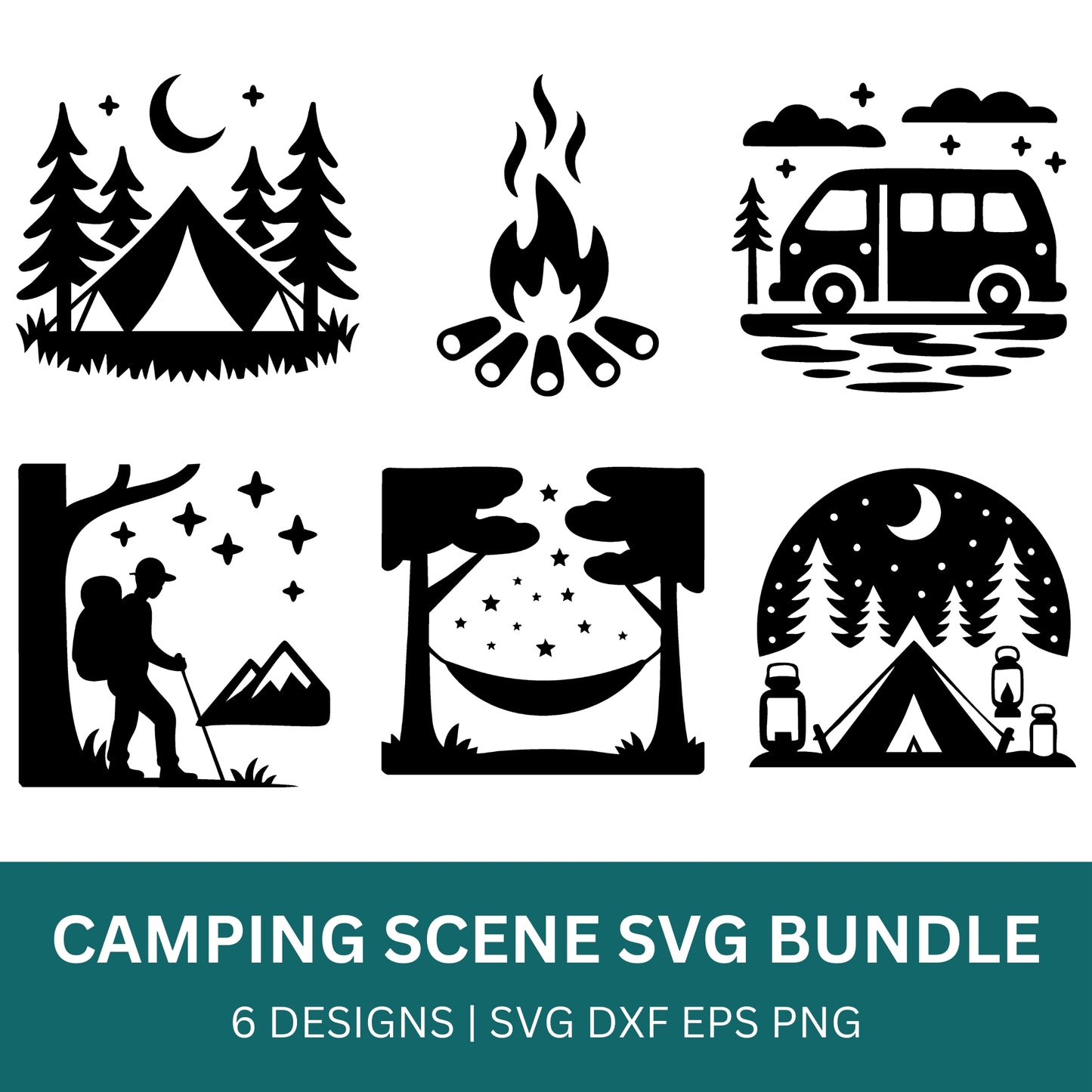 Camping Scene SVG Bundle PLR