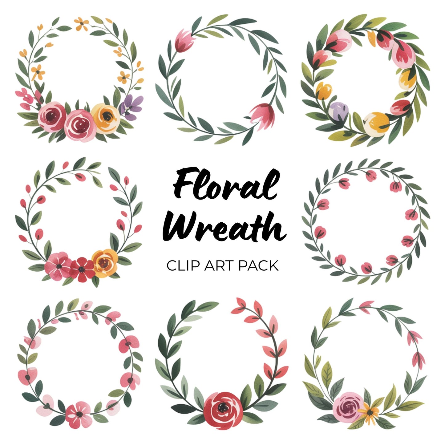 Floral Wreath Clipart Pack PLR