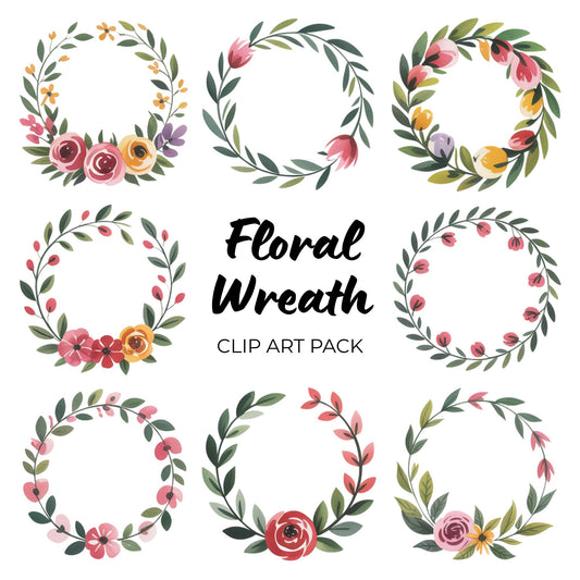 Floral Wreath Clipart Pack PLR