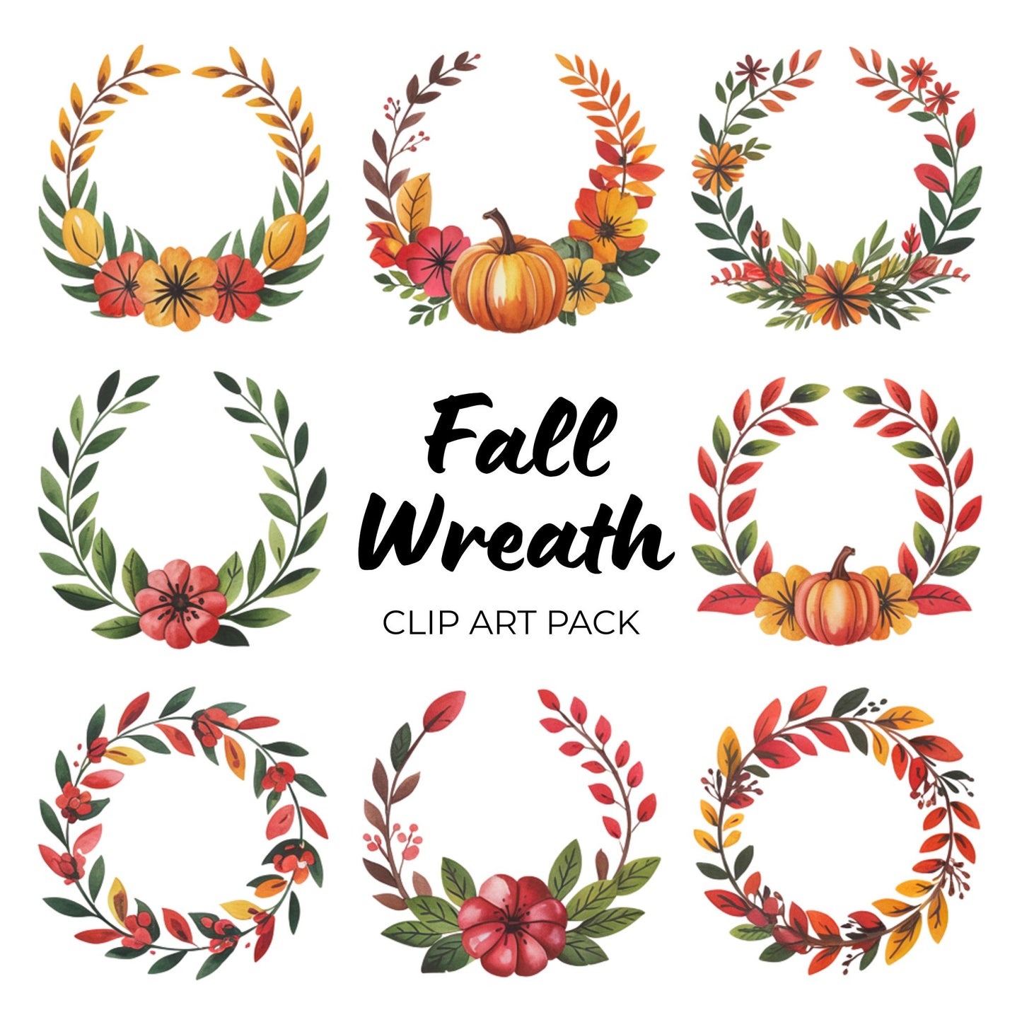 Fall Wreath Clipart Pack PLR