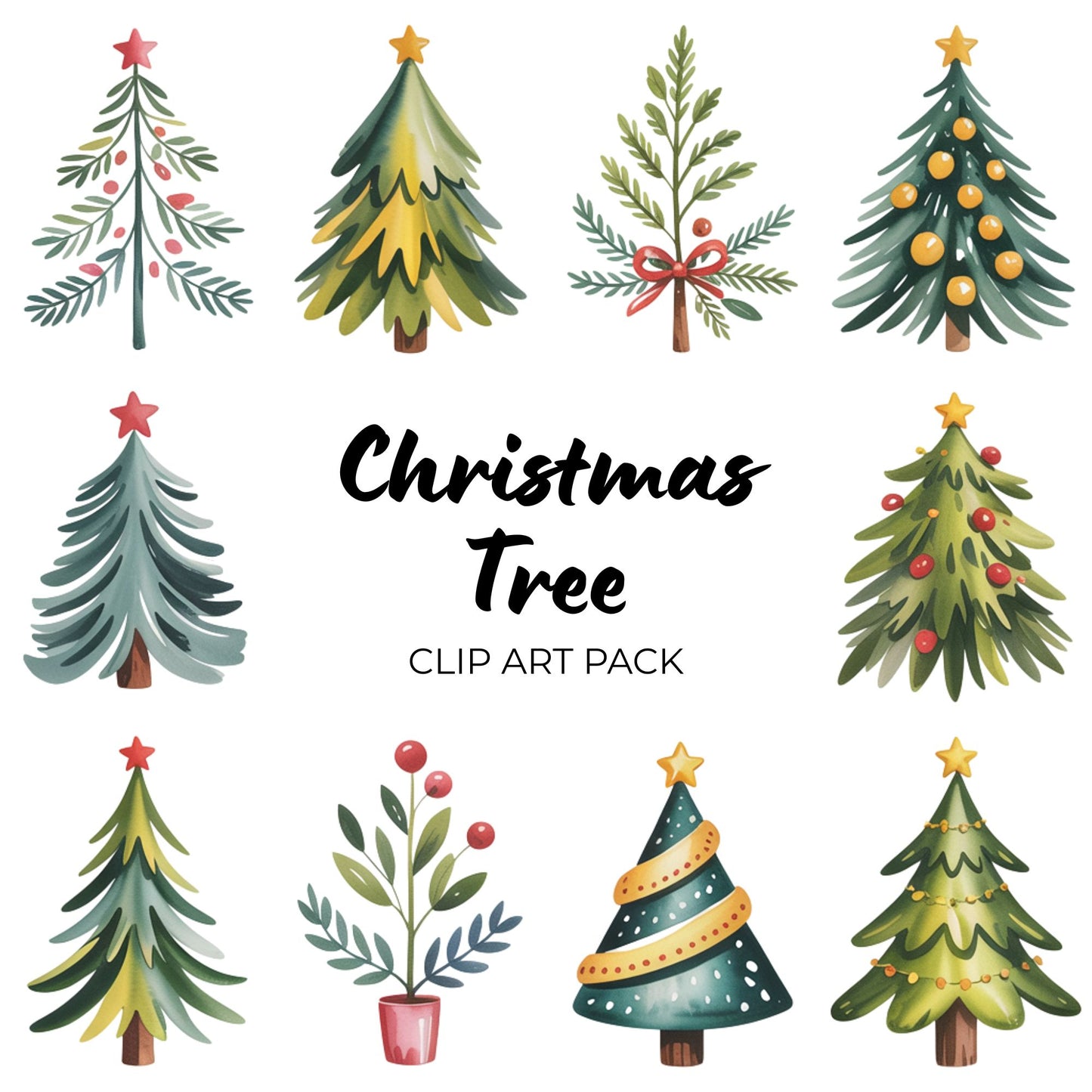 Christmas Tree Clipart Pack PLR
