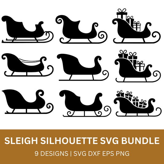 Sleigh Silhouette SVG Bundle with PLR
