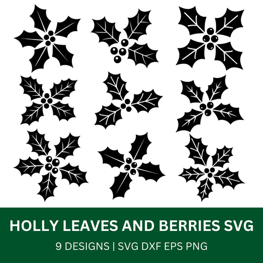 Holly Leaves and Berries SVG Bundle with PLR