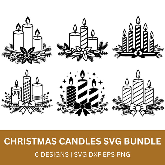 Christmas Candles SVG Bundle with PLR