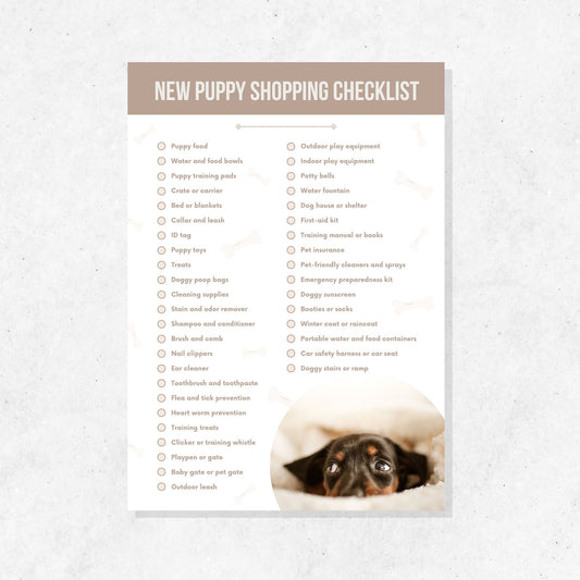 New Puppy Shopping Checklist Printable Template PLR