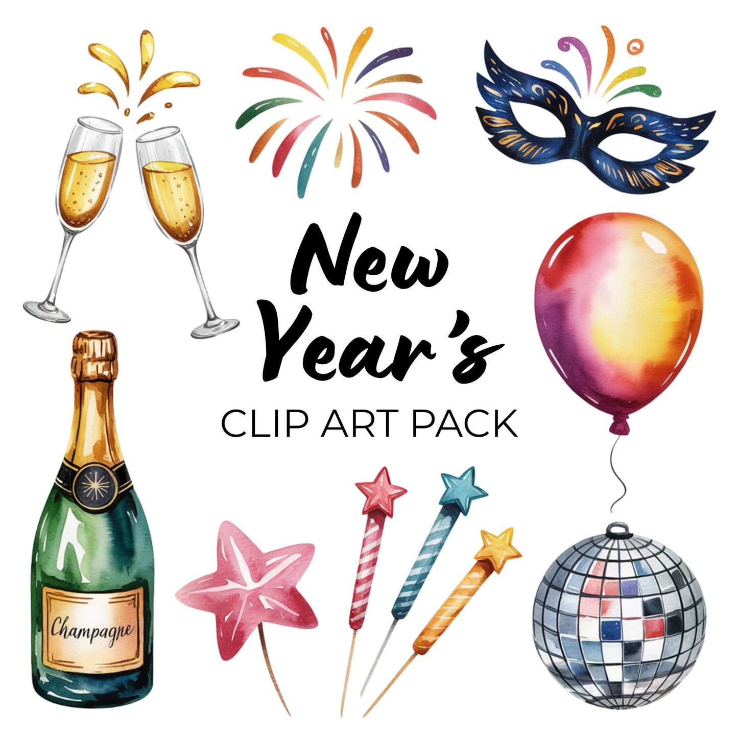 New Years Clipart Pack PLR