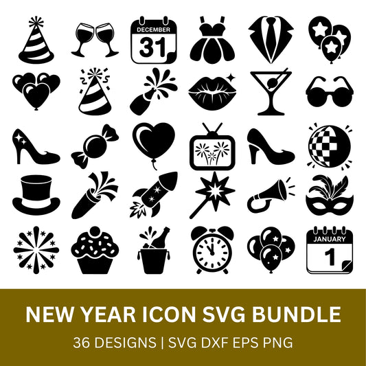 New Year Icon SVG Bundle PLR