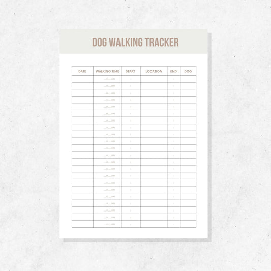 Dog Walking Tracker Printable Template PLR