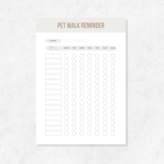 Pet Walk Reminder Printable Template PLR