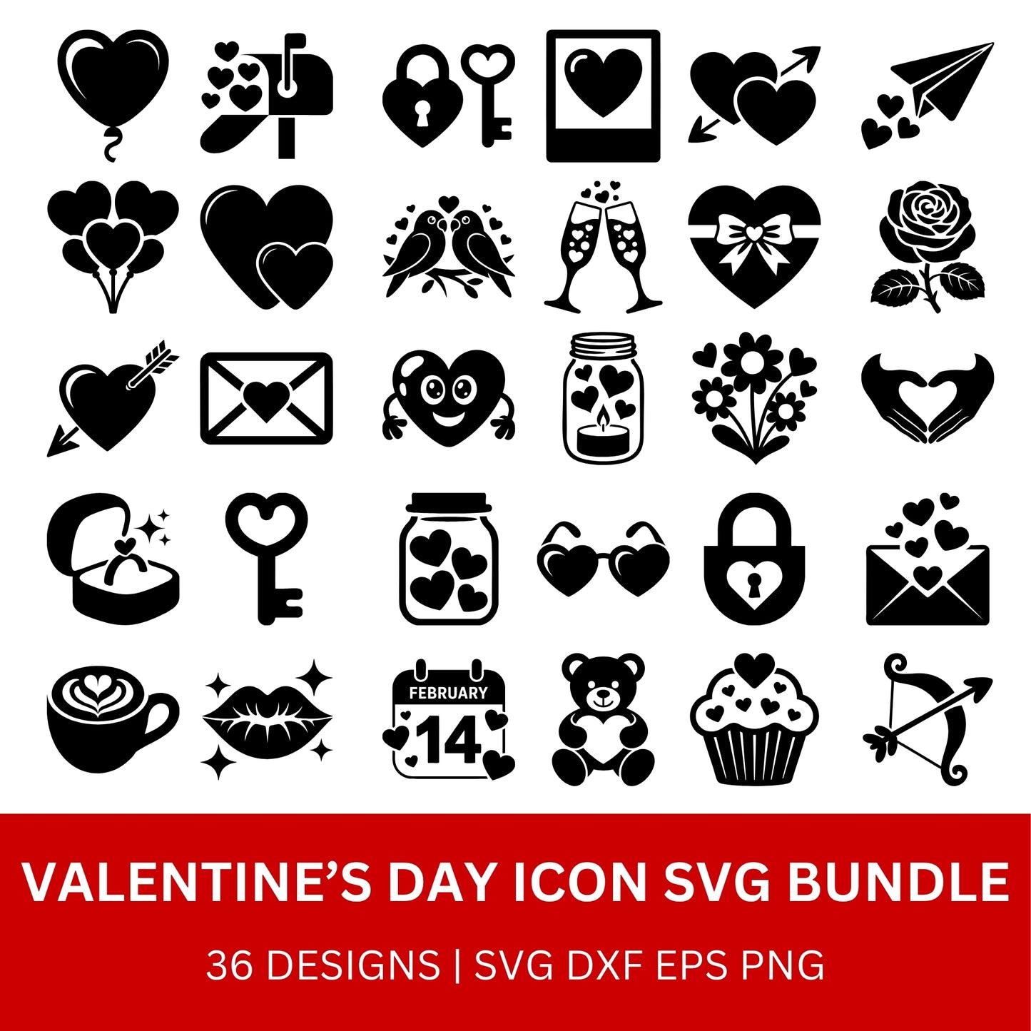 Valentine's Day Icon SVG Bundle PLR