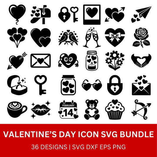 Valentine's Day Icon SVG Bundle PLR