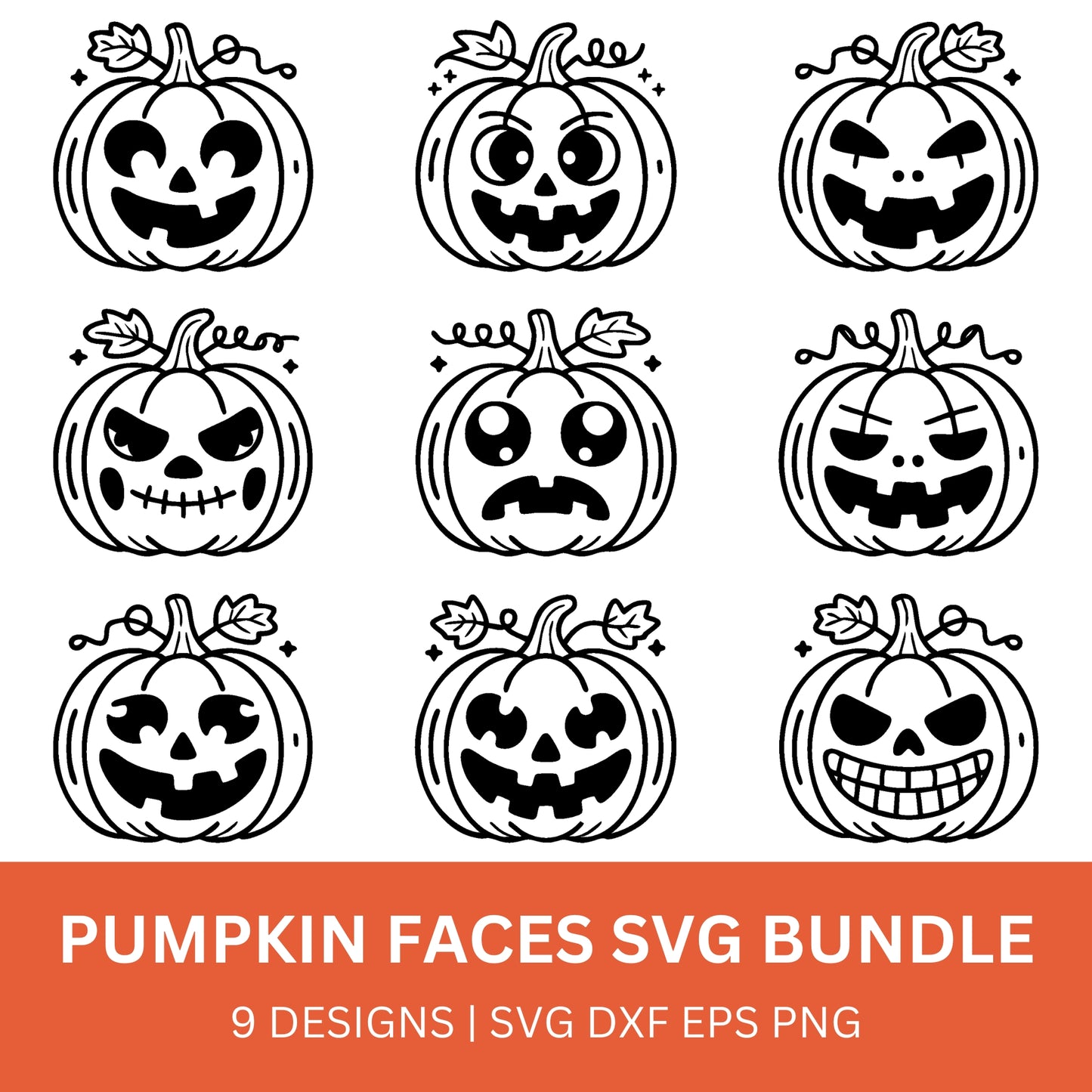 Pumpkin Faces SVG Bundle PLR