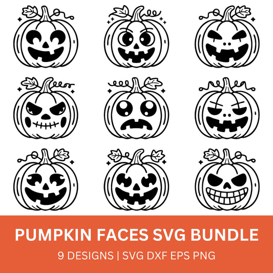 Pumpkin Faces SVG Bundle PLR