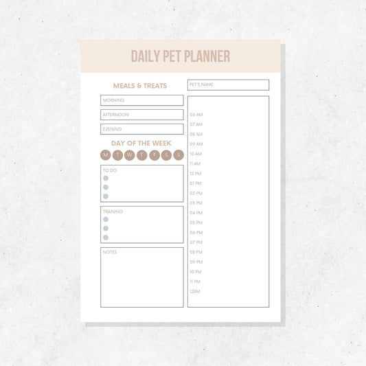 Daily Pet Planner Printable Template PLR