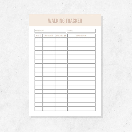 Pet Walking Tracker Printable Template PLR