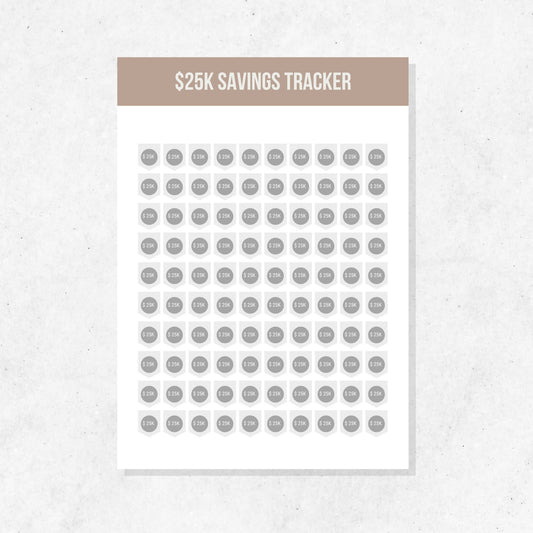 $25k Savings Tracker Printable Template PLR