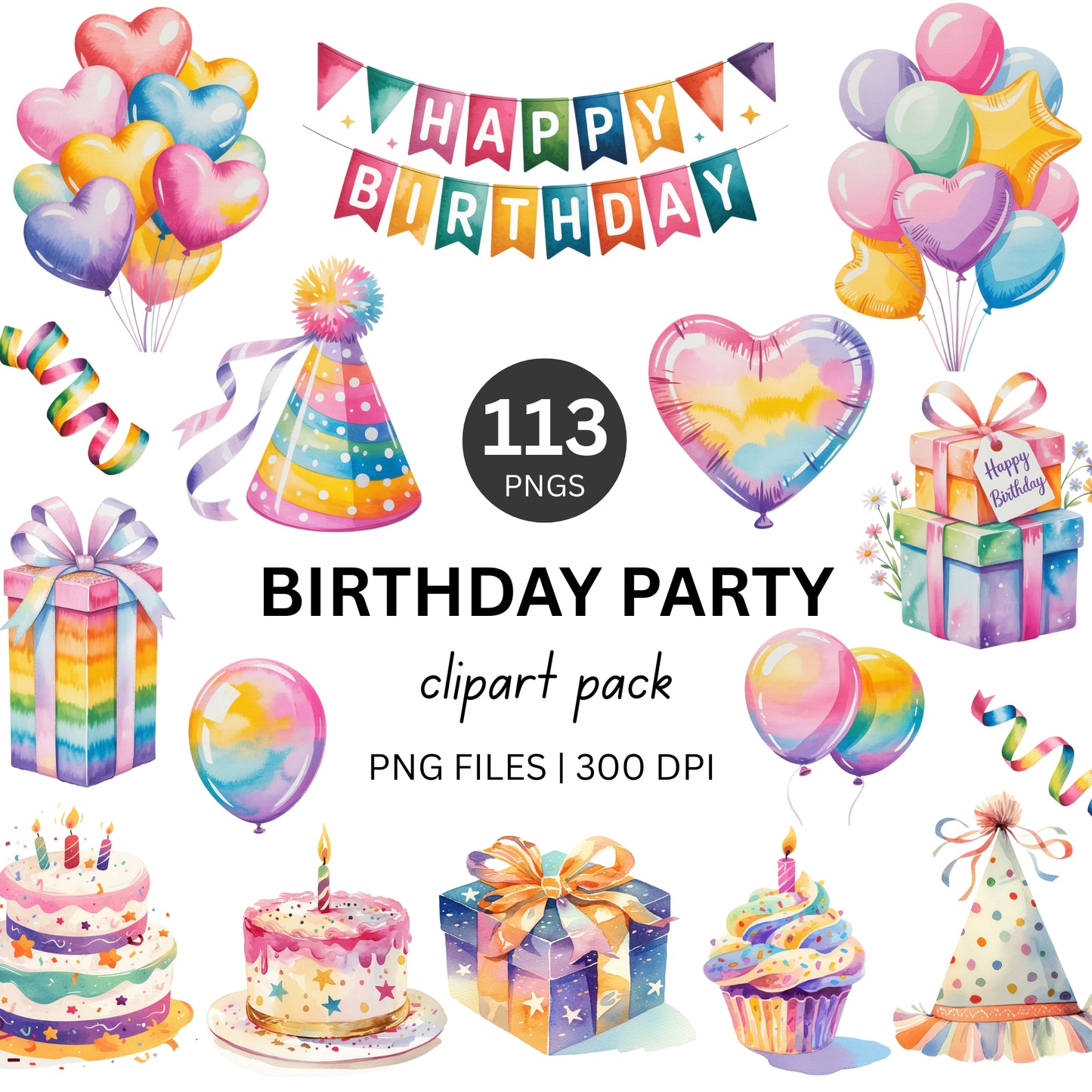 Birthday Party Clipart Pack PLR