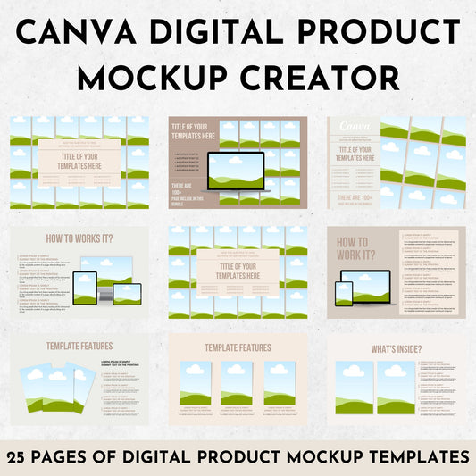 Canva Digital Product Mockup Templates with MRR