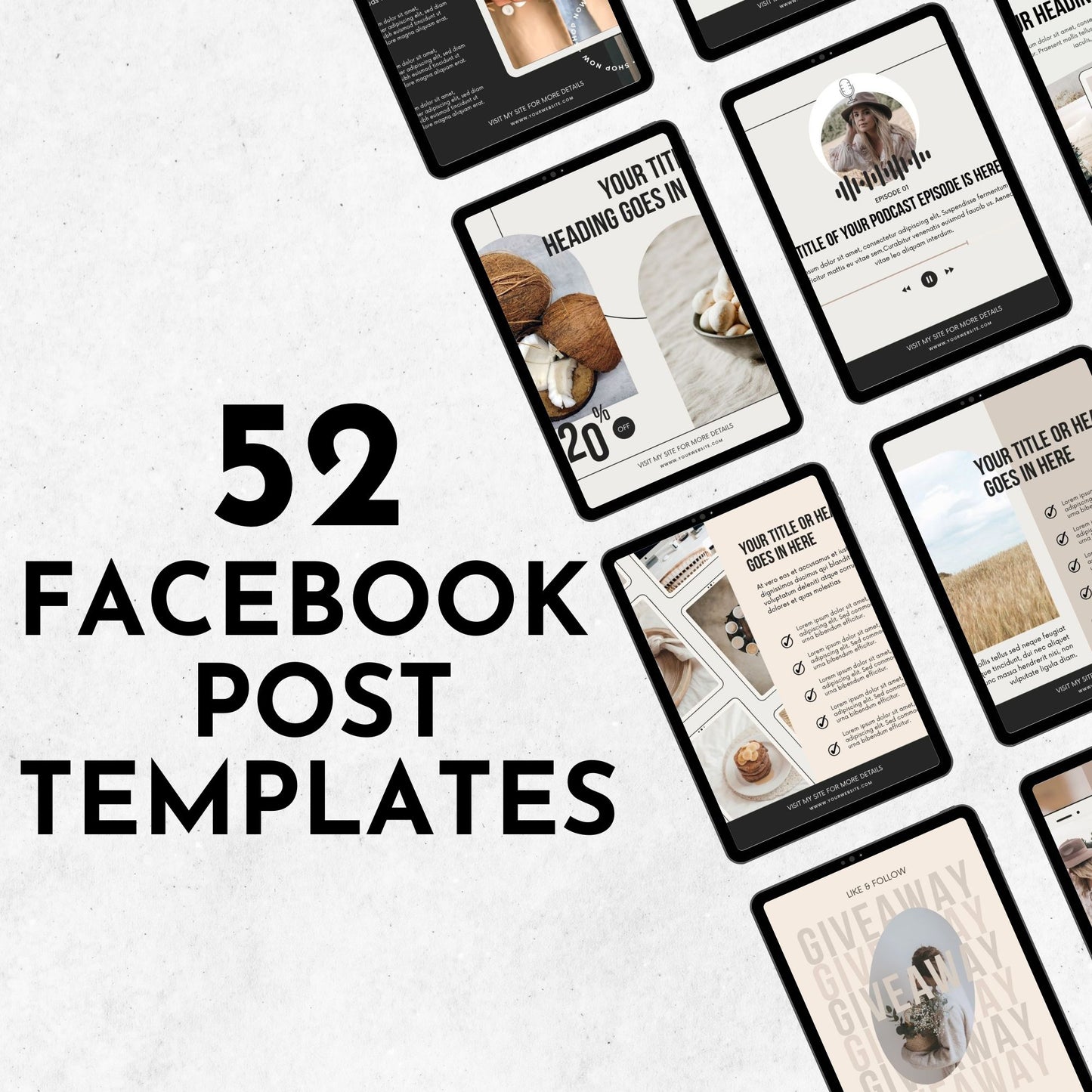 52 Facebook Post Templates with PLR