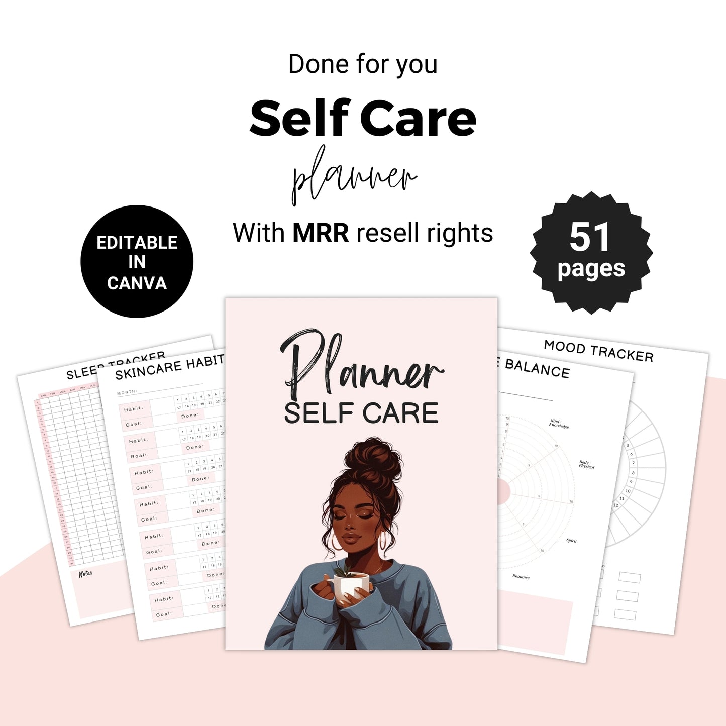 6 in 1 Self Care Planners with MRR Resell Rights